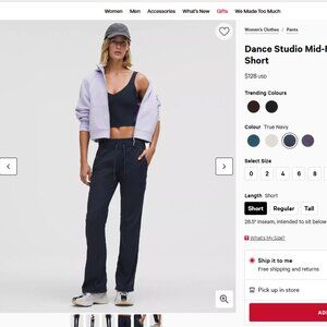 Lululemon Mid Rise Dance Studio Pant Short True Navy Size 6